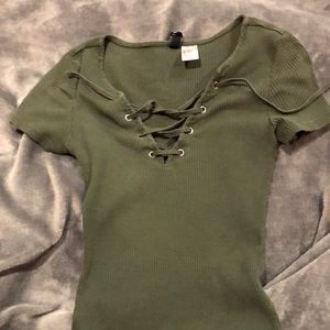 army green divided tee